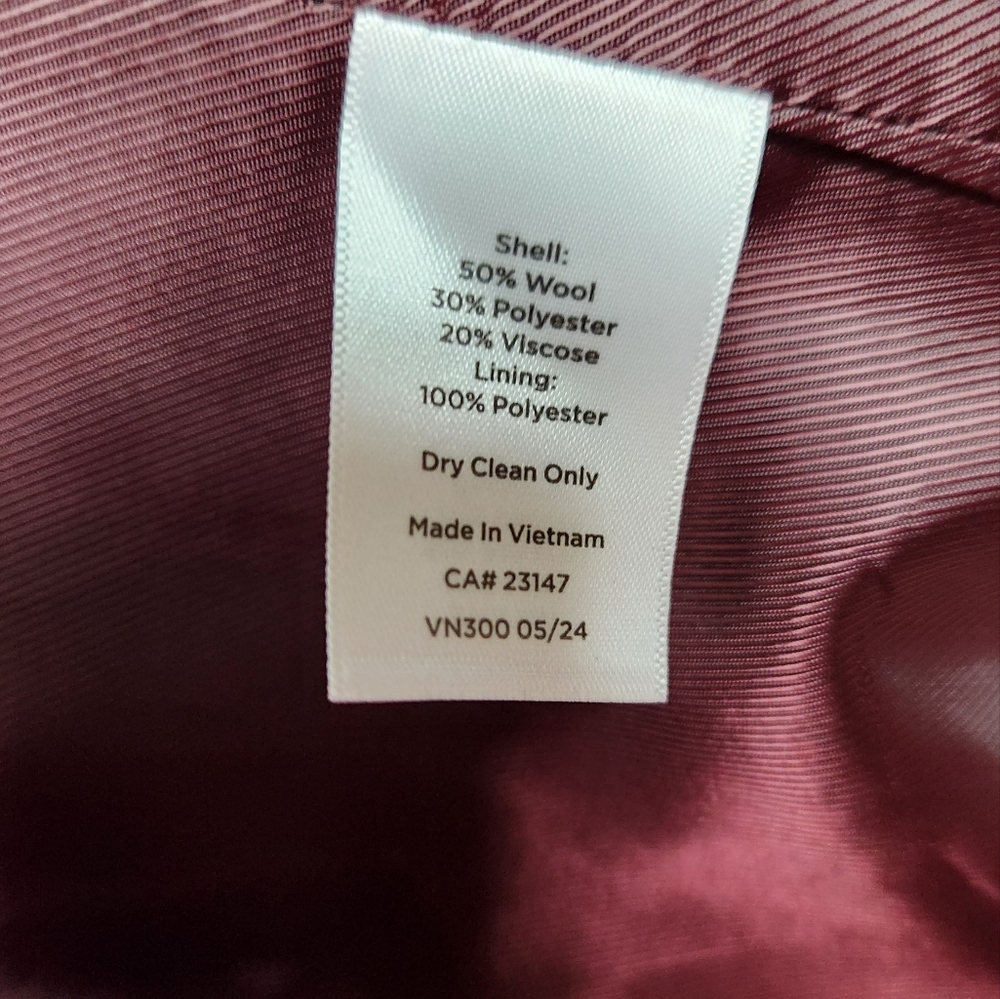 Talbots Double Breasted Wool Blend Car Coat Plum Wine Purple Gala Womens Size S - Picture 13 of 14